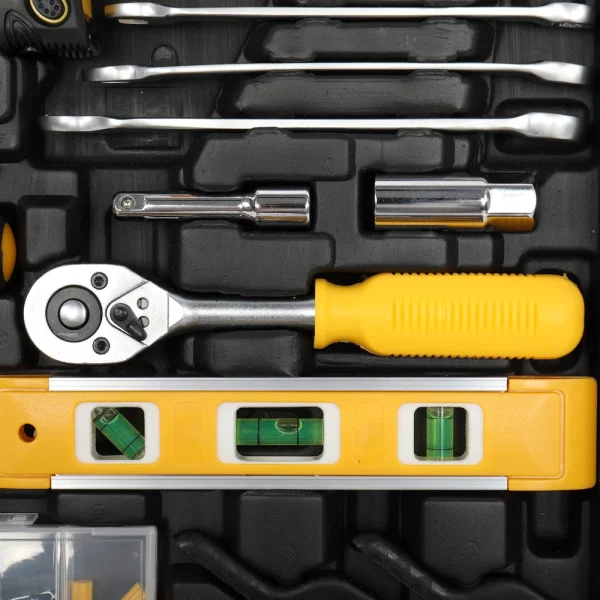 US Stock Hand Tool Sets 198pc Tool Set Black & Yellow Ratchet Handle Combination Wrench Pliers Socket Spark Plug Bits Knife - Image 6