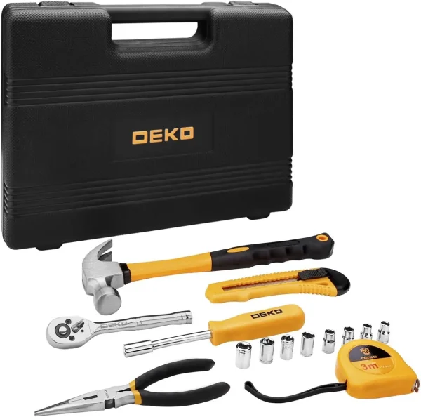 DEKO 65 Pieces Tool Set General Household Hand Tool Kit with Storage Case Plastic ToolBox - Image 5